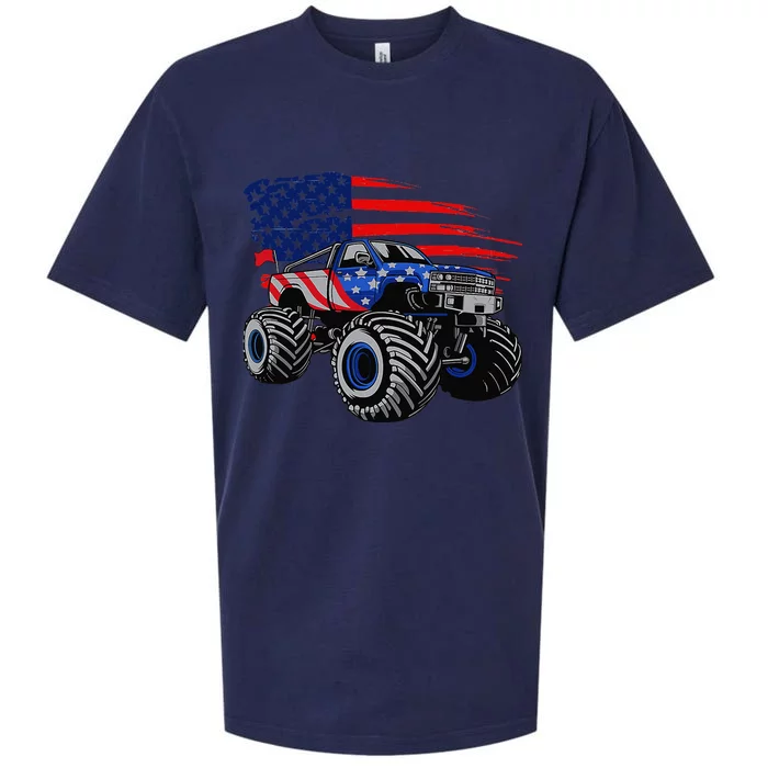 Monster Truck Lover American Flag Racing USA Patriotic Sueded Cloud Jersey T-Shirt