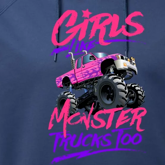 Monster Truck Like Monster Trucks Too Meaningful Gift Performance Fleece Hoodie