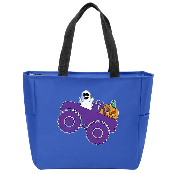 Monster Truck Lazy Halloween Costume Funny Ghost Pumpkin Great Gift Zip Tote Bag