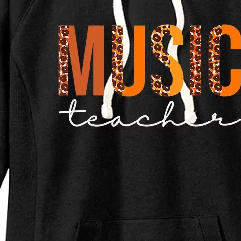 Music Teacher Leopard Squad Cute Fall Autumn Thanksgiving Women's Fleece Hoodie