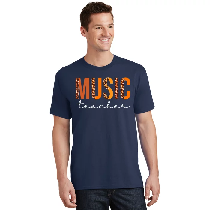 Music Teacher Leopard Squad Cute Fall Autumn Thanksgiving T-Shirt