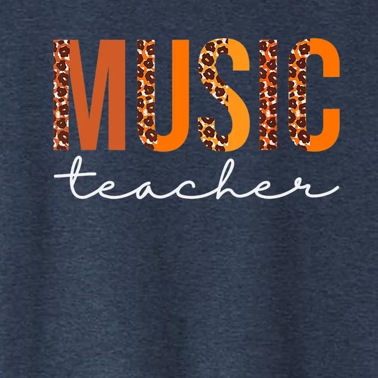 Music Teacher Leopard Squad Cute Fall Autumn Thanksgiving Women's Crop Top Tee