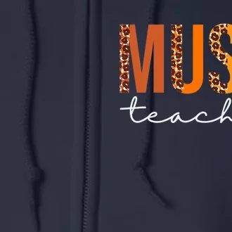 Music Teacher Leopard Squad Cute Fall Autumn Thanksgiving Full Zip Hoodie