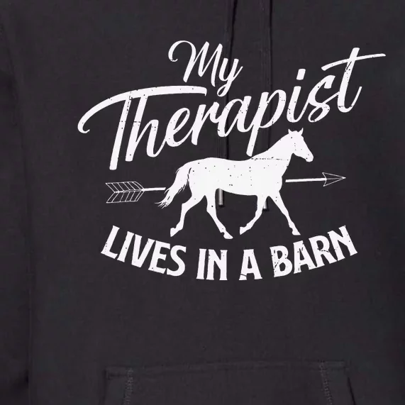 My Therapist Lives In A Barn Horse Lover Horseback Riding Premium Hoodie