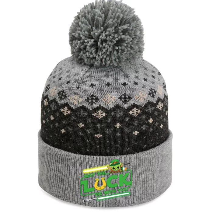 May The Luck Be With You Light Saber Saint Patrick's Day The Baniff Cuffed Pom Beanie