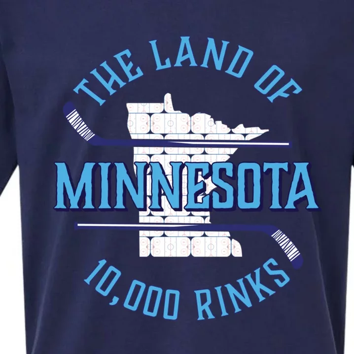 Minnesota The Land Of 10 000 Rinks Cool Gift Hockey Gift Sueded Cloud Jersey T-Shirt