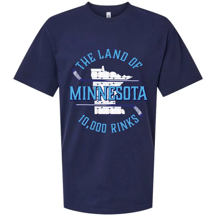 Minnesota The Land Of 10 000 Rinks Cool Gift Hockey Gift Sueded Cloud Jersey T-Shirt