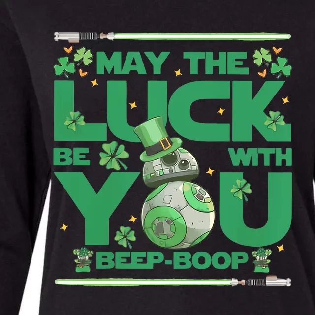 May The Luck Be With You Beep Boop BB 8 Saint Patrick's Day Womens Cotton Relaxed Long Sleeve T-Shirt