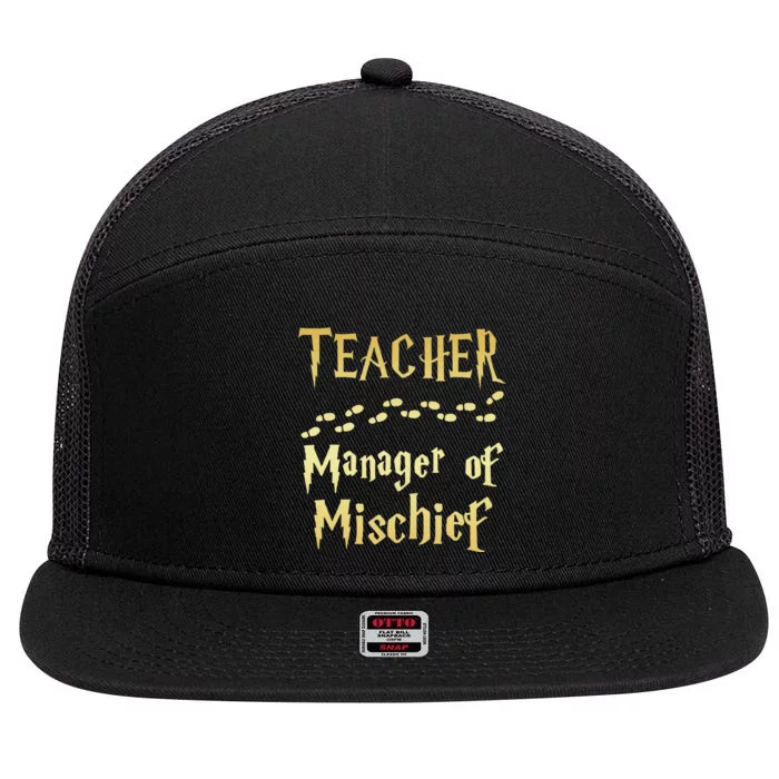 Magical Teacher Manager Of Mischief Birthday Family Party 7 Panel Mesh Trucker Snapback Hat