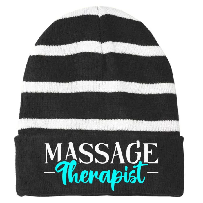 Massage Therapist Massage Therapy Striped Beanie with Solid Band