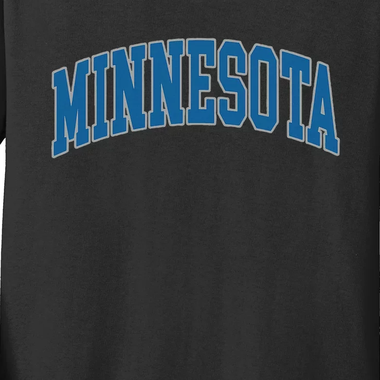 Minnesota Text Kids Long Sleeve Shirt