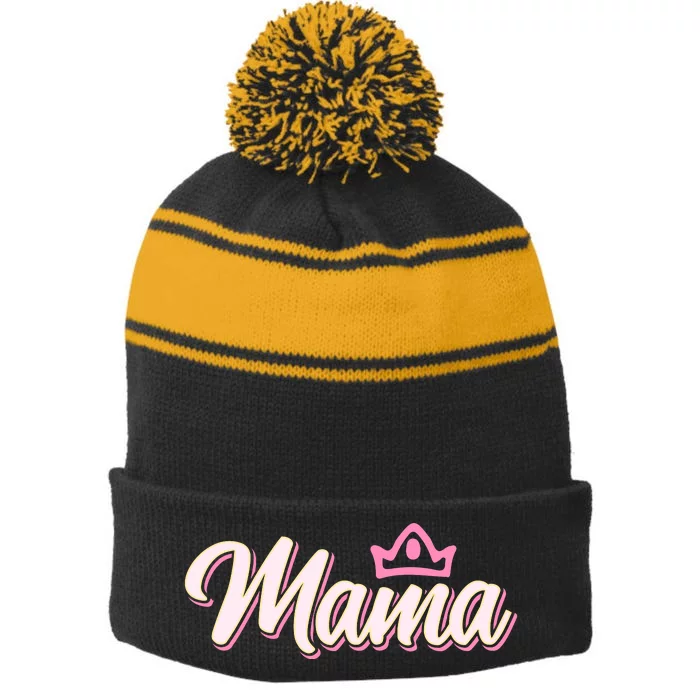 Mama T Stripe Pom Pom Beanie