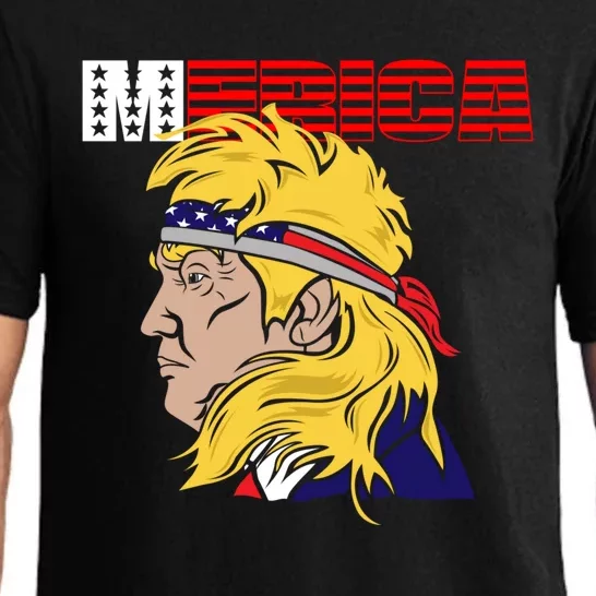 Merica Trump Mullet With Bandana Gift Pajama Set