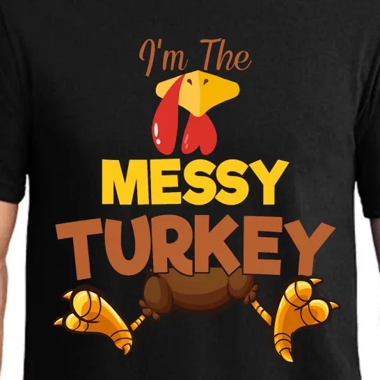 Messy Turkey Matching Family Group Thanksgiving Gifts Pajama Set