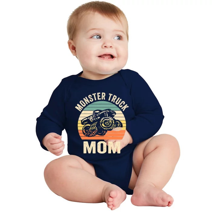 Monster Truck Mom Retro Vintage Monster Truck Baby Long Sleeve Bodysuit