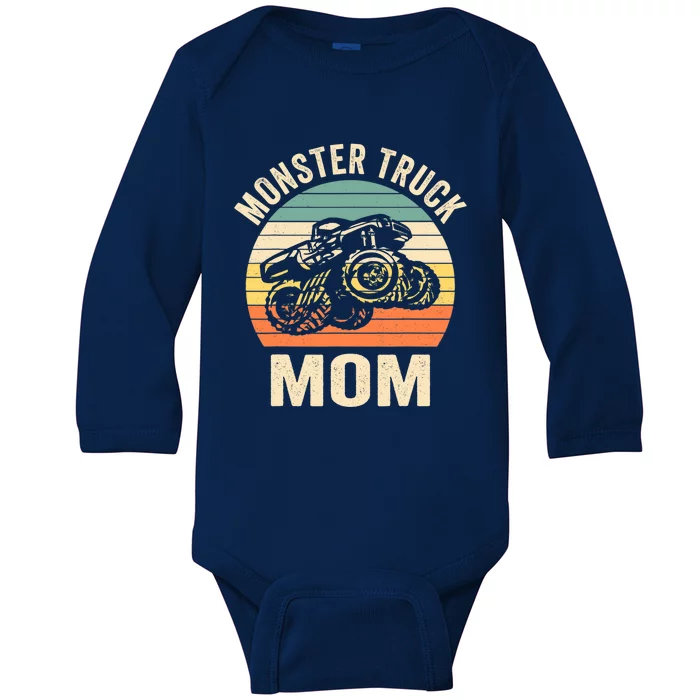 Monster Truck Mom Retro Vintage Monster Truck Baby Long Sleeve Bodysuit