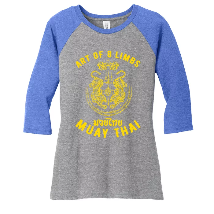 Muay Thai Mma Tiger Street Fight Muay Thai Kickboxing Gift Women's Tri-Blend 3/4-Sleeve Raglan Shirt