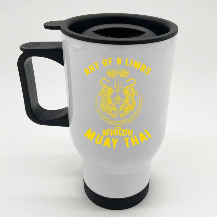 Muay Thai Mma Tiger Street Fight Muay Thai Kickboxing Gift Front & Back Stainless Steel Travel Mug