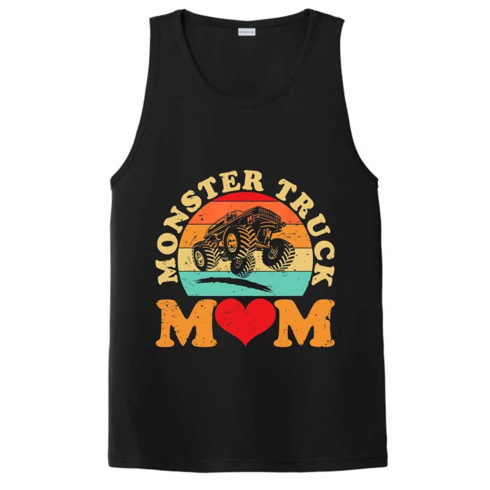 Monster Truck Mom Retro Vintage Monster Truck Mother's Day Performance Tank