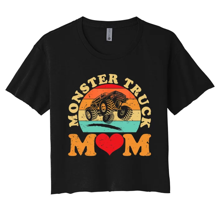 Monster Truck Mom Retro Vintage Monster Truck Mother's Day Women's Crop Top Tee