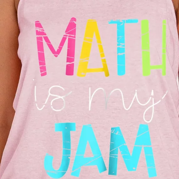 Math Teacher Math Is My Jam Gift Women's Knotted Racerback Tank