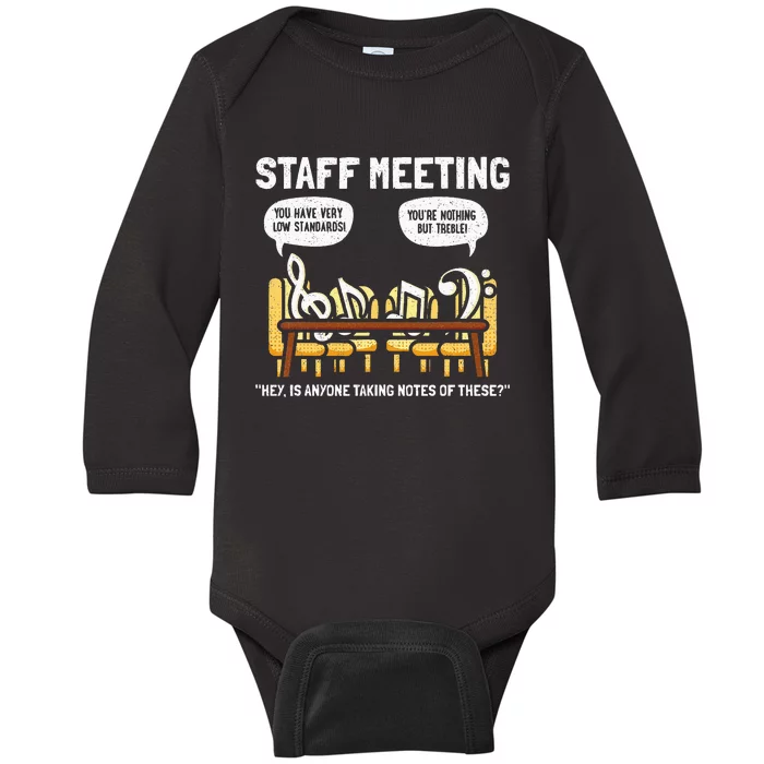 Music Theory Musician Music Teacher Funny Musical Notes Baby Long Sleeve Bodysuit