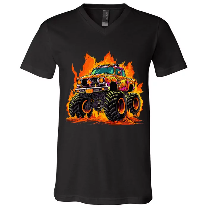 Monster Truck V-Neck T-Shirt