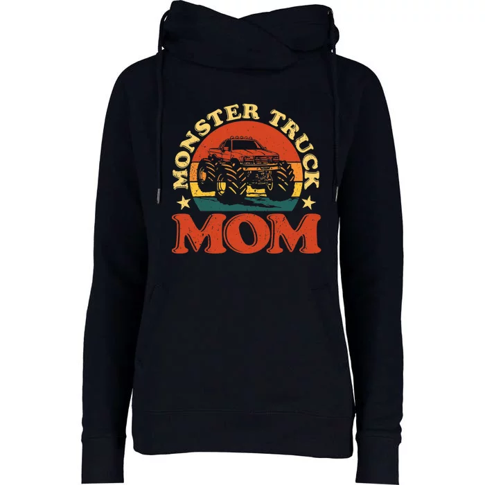 Monster Truck Mom Funny Mother's Day Vintage Monster Truck Womens Funnel Neck Pullover Hood