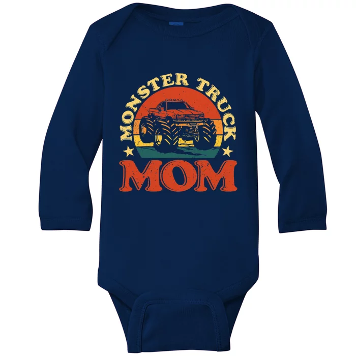 Monster Truck Mom Funny Mother's Day Vintage Monster Truck Baby Long Sleeve Bodysuit