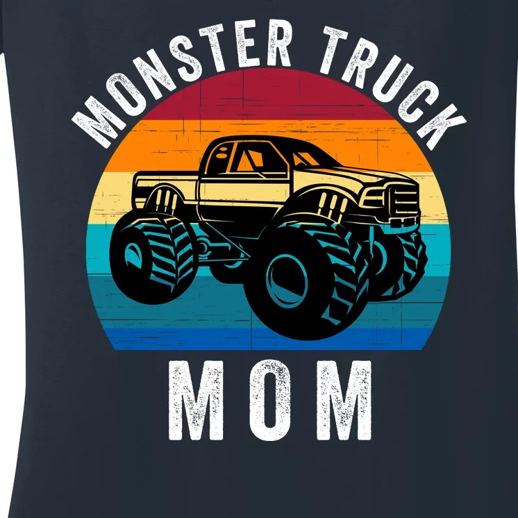 Monster Trucks Mom MotherS Day Moms Love Monster Trucks Too Monster Truck Fan Women's V-Neck T-Shirt