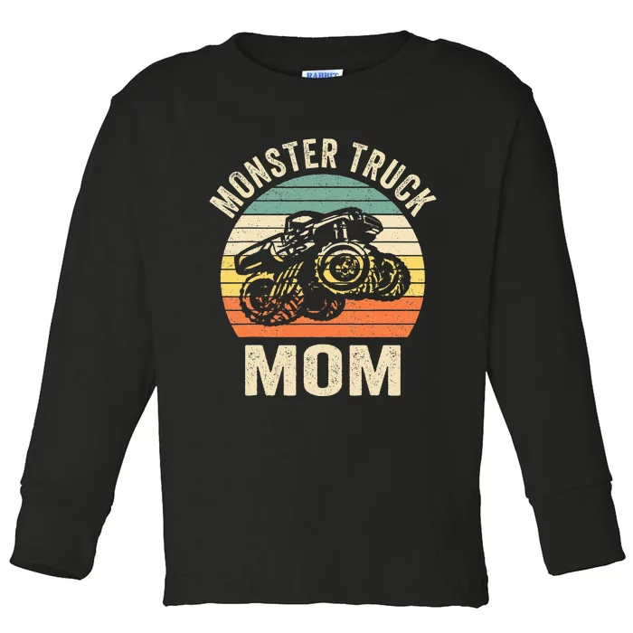 Monster Truck Mom Retro Vintage Monster Truck Toddler Long Sleeve Shirt