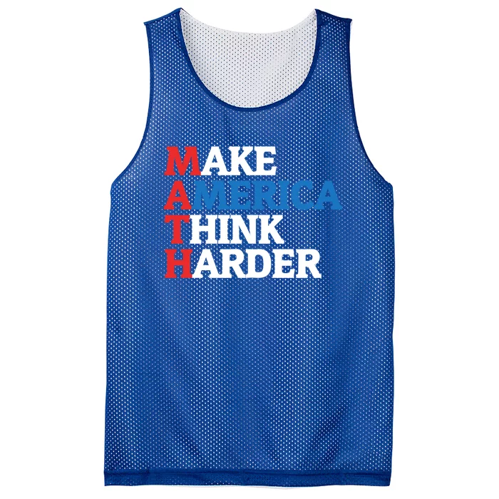 Math Teacher Make Merica Think Harder Anti Trump 2020 Gift Mesh Reversible Basketball Jersey Tank