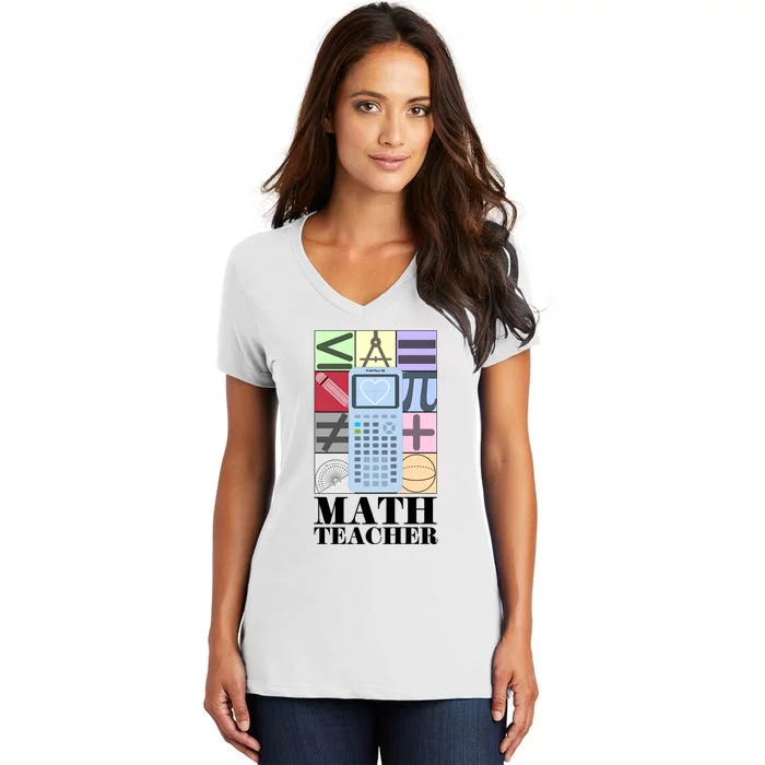 Math Teacher Women's V-Neck T-Shirt