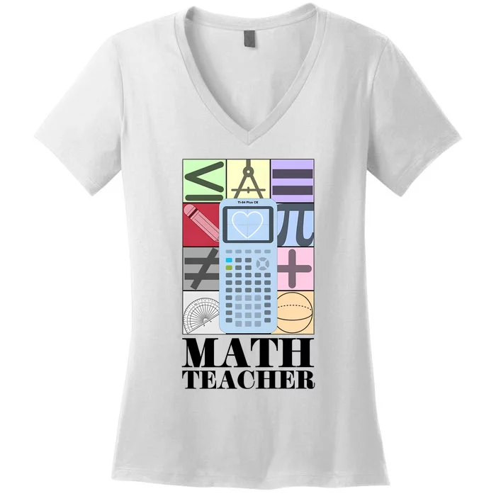 Math Teacher Women's V-Neck T-Shirt