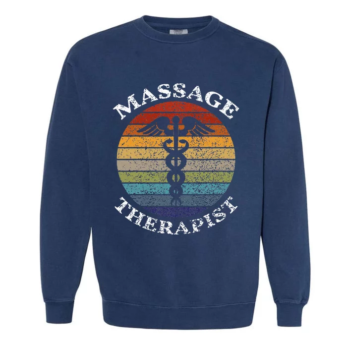 Massage Therapy Massage Therapist Vintage Sunset Gifts Garment-Dyed Sweatshirt