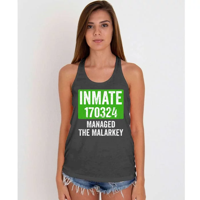 Managed The Malarkey Inmate St Patricks Day Women's Knotted Racerback Tank