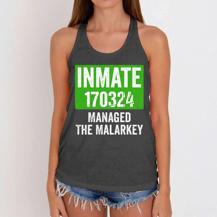 Managed The Malarkey Inmate St Patricks Day Women's Knotted Racerback Tank