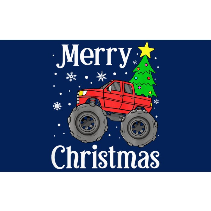 Monster Truck Merry Christmas Tree Snowflakes Bumper Sticker