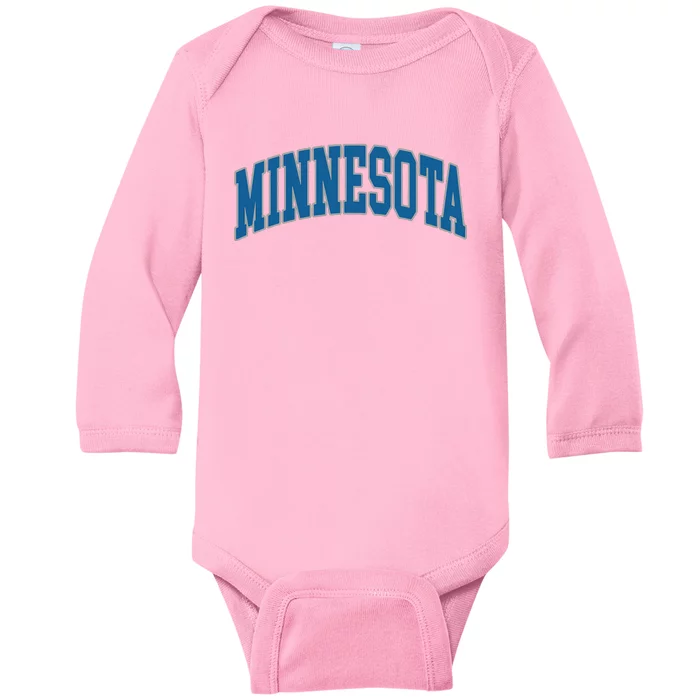 Minnesota Text Baby Long Sleeve Bodysuit