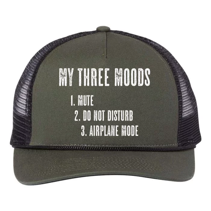 My Three Moods Mute Do Not Disturb Airplane Mode Gift Retro Rope Trucker Hat Cap