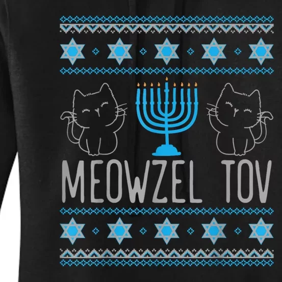 Meowzel Tov Menoarah Merry Hanukkah Funny Hanucats Cute Cat Women's Pullover Hoodie