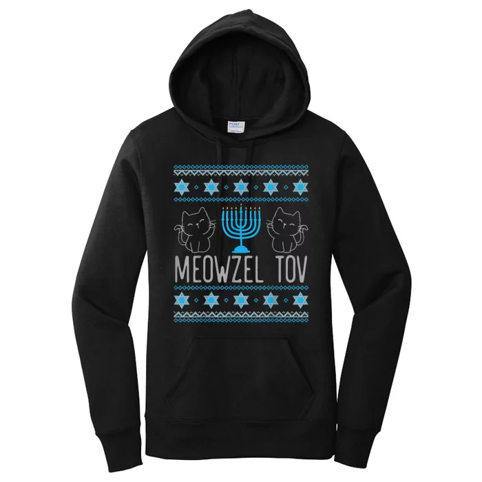 Meowzel Tov Menoarah Merry Hanukkah Funny Hanucats Cute Cat Women's Pullover Hoodie