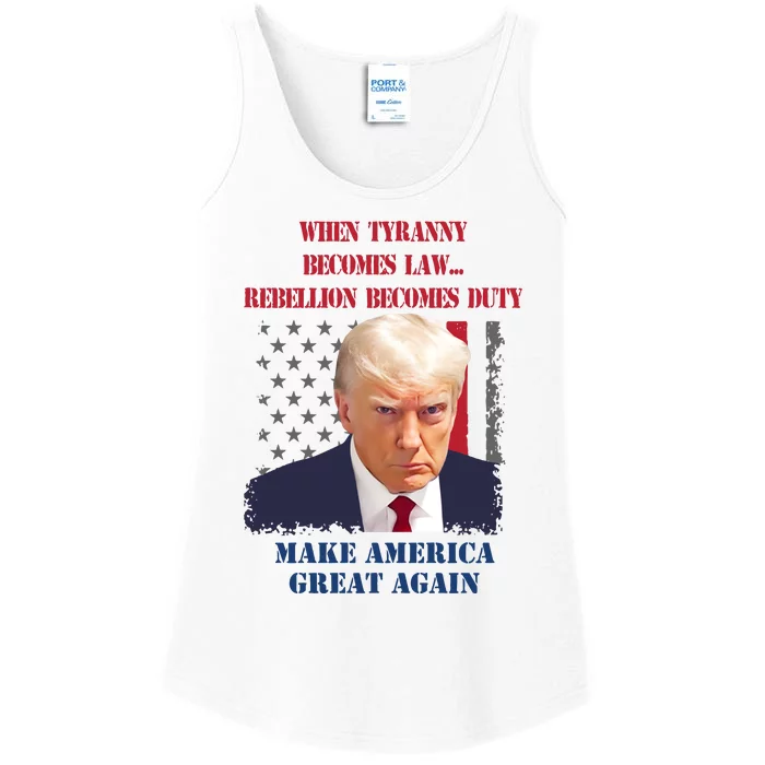 Marchstyle Trump Mugshot Innocent As Charged Trump Ladies Essential Tank