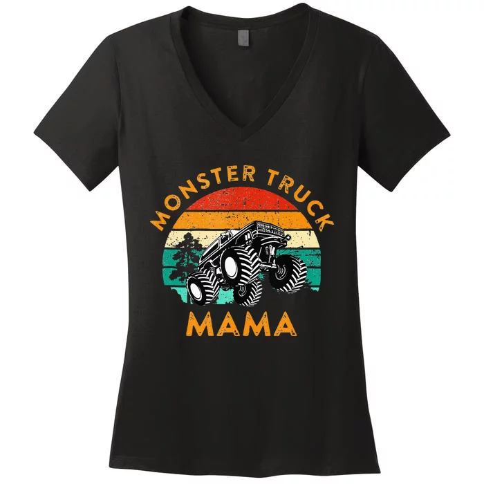 Monster Truck Mama Retro Vintage Style Monster Truck Women's V-Neck T-Shirt