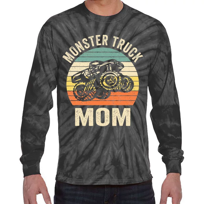 Monster Truck Mom Retro Vintage Monster Truck Tie-Dye Long Sleeve Shirt