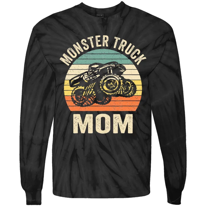 Monster Truck Mom Retro Vintage Monster Truck Tie-Dye Long Sleeve Shirt