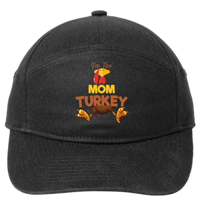 Mom Turkey Matching Family Group Thanksgiving Gifts 7-Panel Snapback Hat