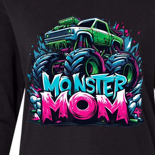 Monster Truck Mom Of The Birthday Boy Matching Family Womens Cotton Relaxed Long Sleeve T-Shirt