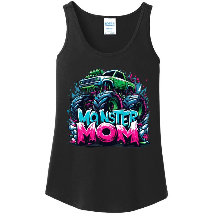 Monster Truck Mom Of The Birthday Boy Matching Family Ladies Essential Tank