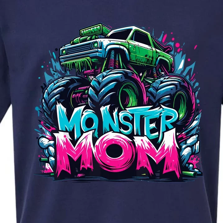 Monster Truck Mom Of The Birthday Boy Matching Family Sueded Cloud Jersey T-Shirt